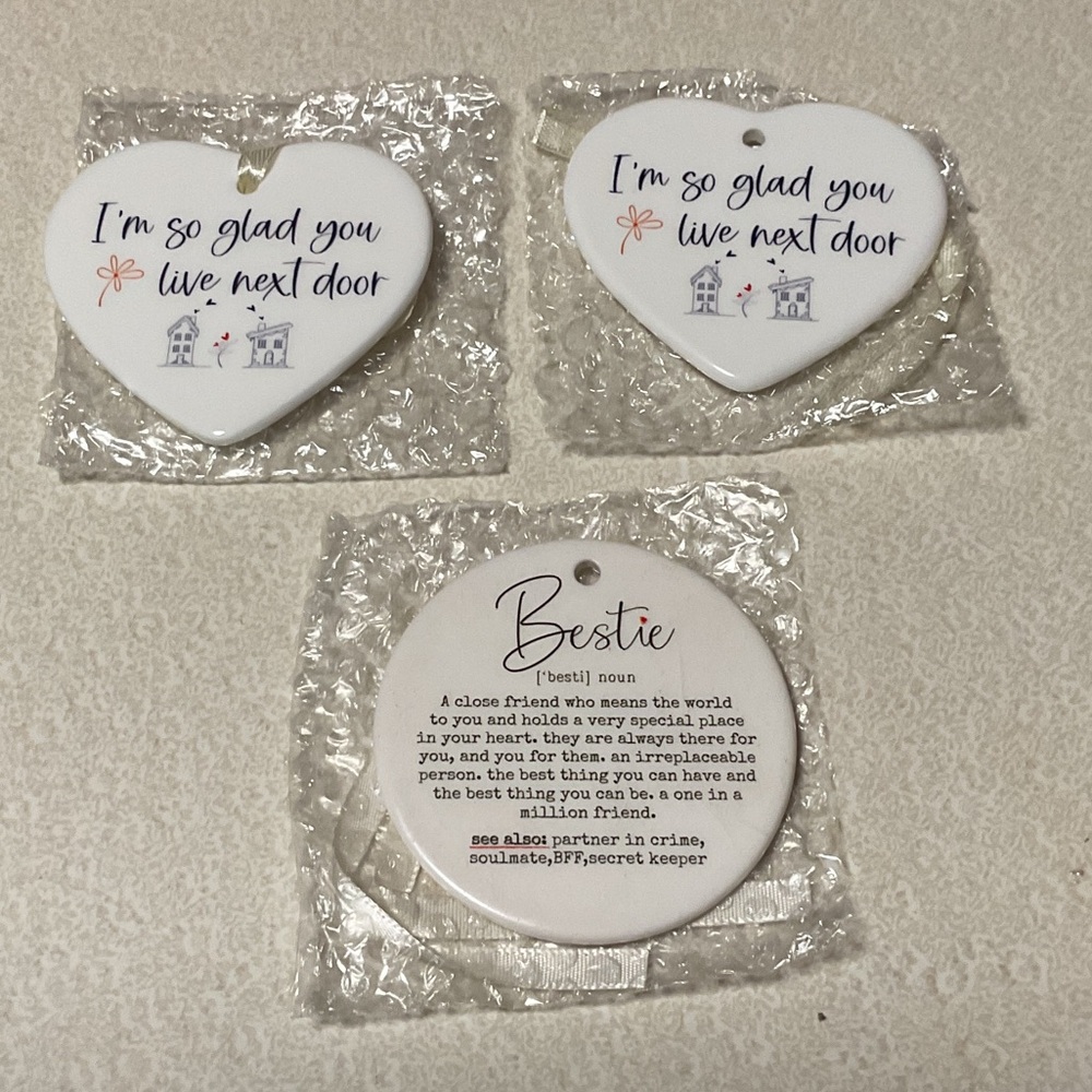 Heart and Round Ceramic Ornament bundle